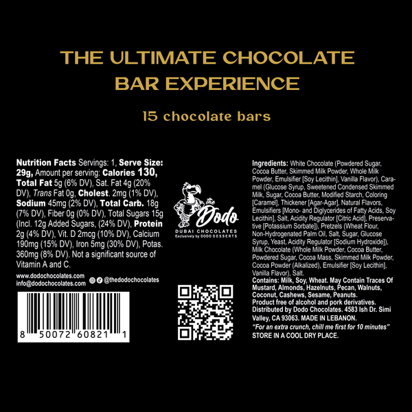 Mini Viral Dodo Dubai Golden Caramel Milk Chocolate Pretzel Melt Ultimate Chocolate Bar Experience