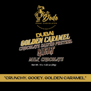 Mini Viral Dodo Dubai Golden Caramel Milk Chocolate Pretzel Melt Ultimate Chocolate Bar Experience