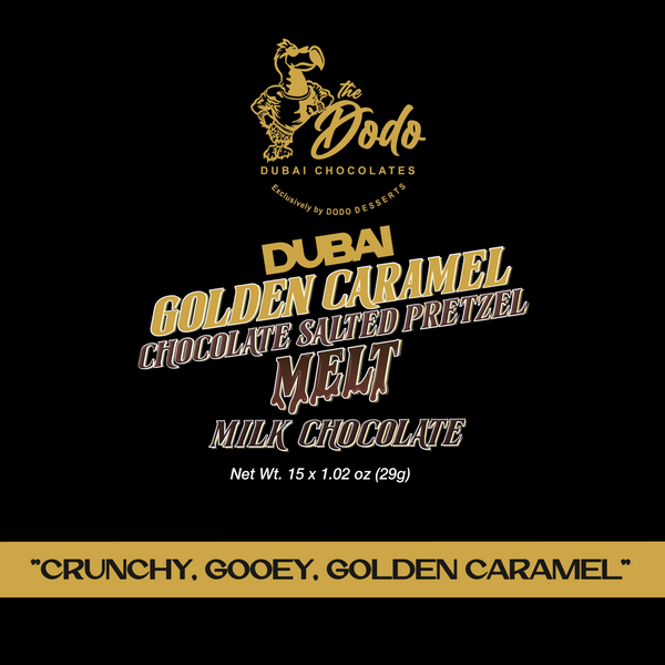 Mini Viral Dodo Dubai Golden Caramel Milk Chocolate Pretzel Melt Ultimate Chocolate Bar Experience