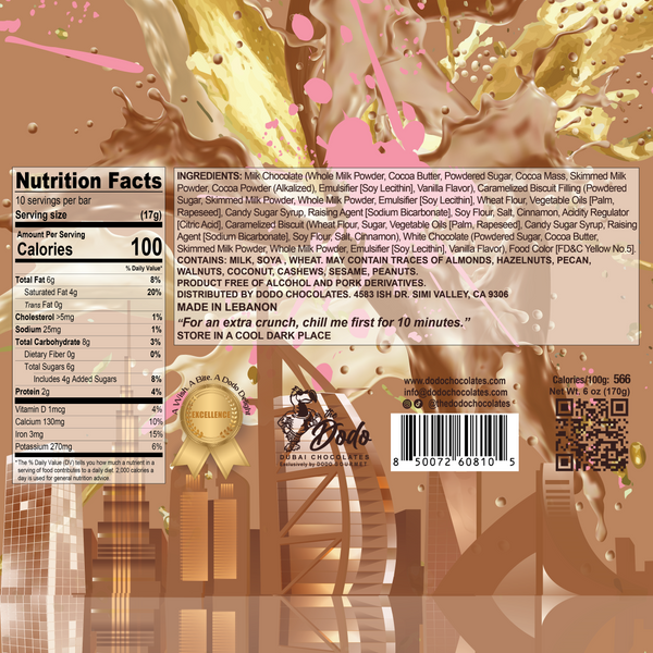 Viral Dodo Dubai Milk Chocolate Cookie Butter Bliss Ultimate Chocolate Bar Experience