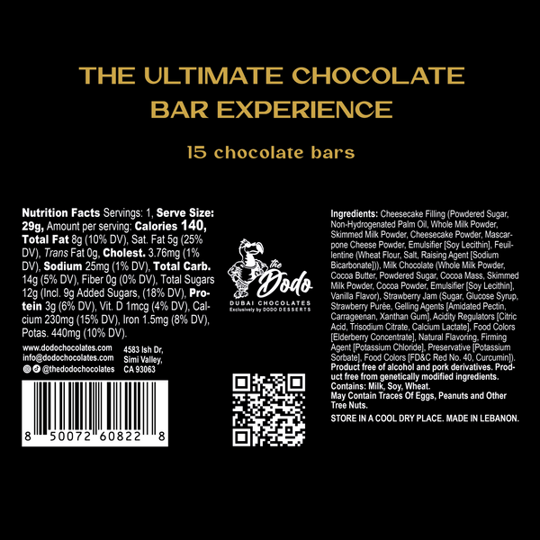 Mini Viral Dodo Dubai Strawberry Cheesecake Fantasy Ultimate Chocolate Bar Experience