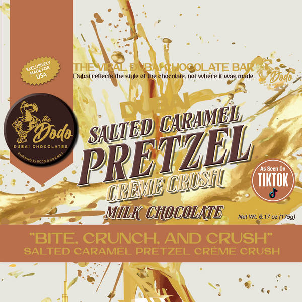 Viral Dodo Dubai Salted Caramel Pretzel Creme Crush Ultimate Chocolate Bar Experience